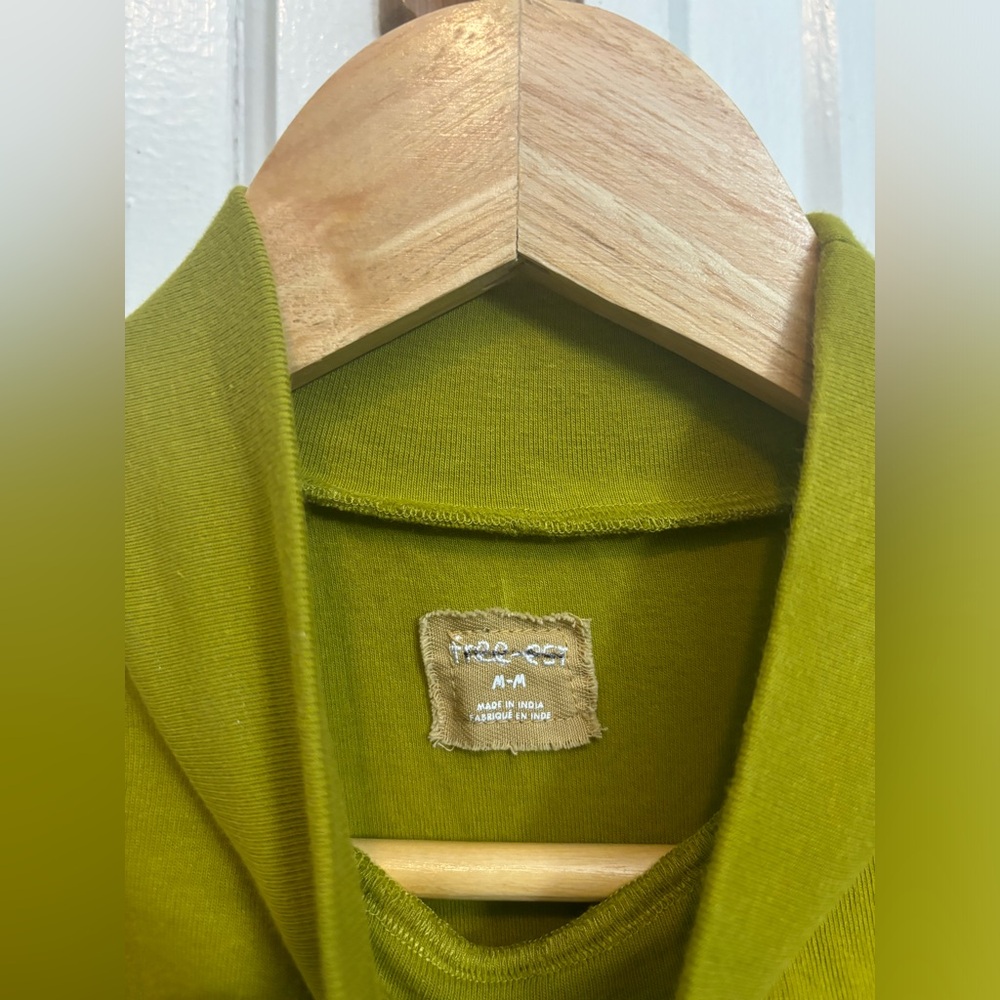 Free People Free-est Avocado Oil Green Pepita Midi Dress Size Medium - Picture 5 of 11